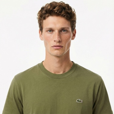  Lacoste Erkek Classic Fit Bisiklet Yaka Haki T-Shirt