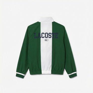  Lacoste Çocuk Fermuarlı Renk Bloklu Yeşil Eşofman Takımı