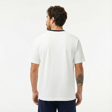  Lacoste Erkek Bisiklet Yaka Beyaz Cepli T-Shirt