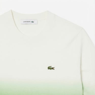  Lacoste Kadın Classic Fit Kısa Kollu Bisiklet Yaka Renk Bloklu Yeşil Triko