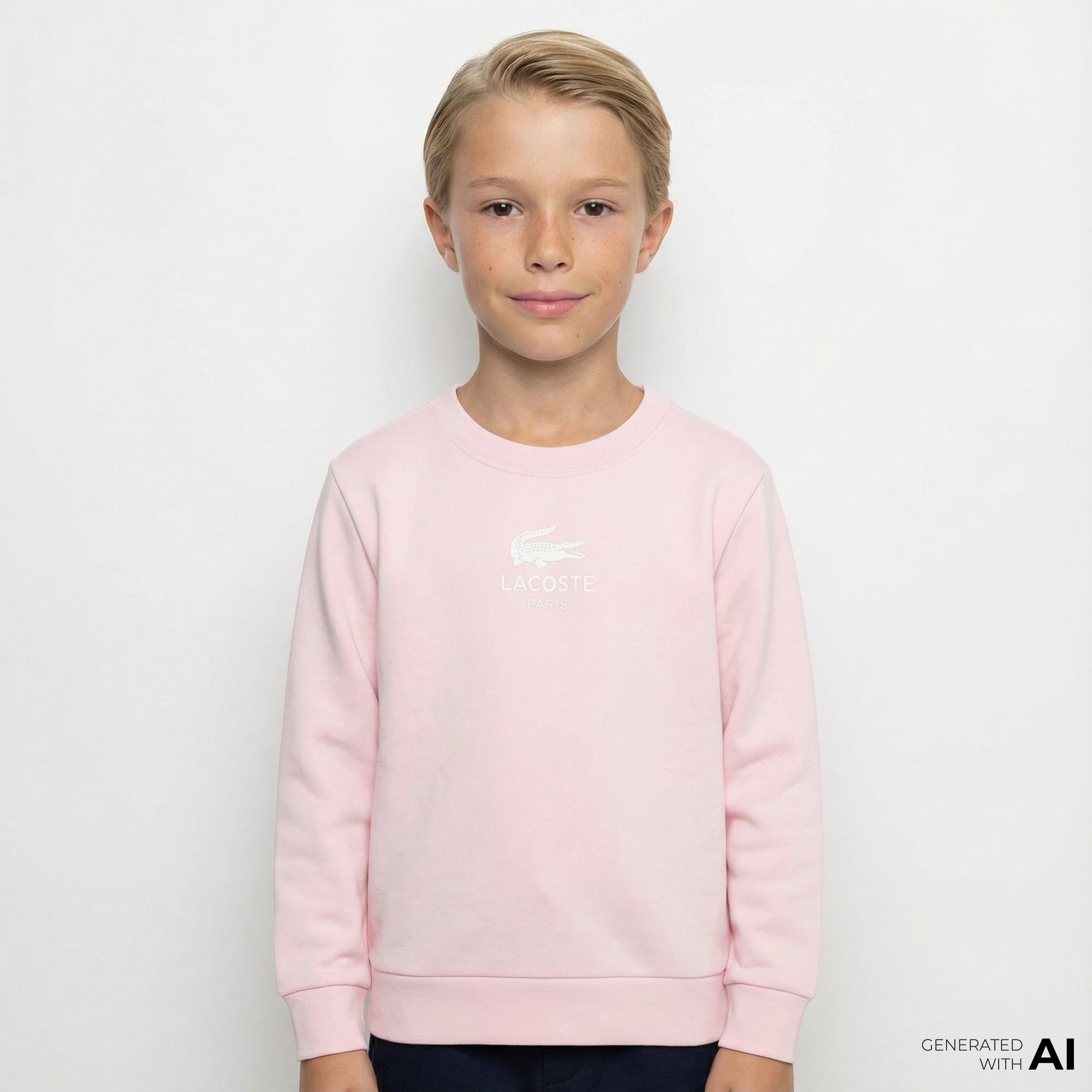  Lacoste Çocuk Bisiklet Yaka Açık Pembe Sweatshirt