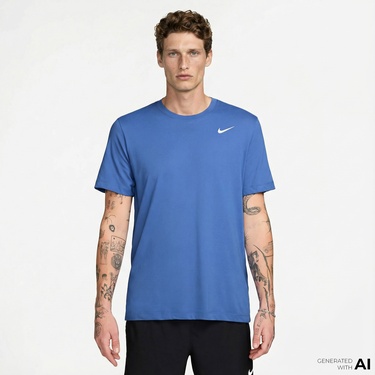  Nike Dri-Fit Crew Solid Erkek Mavi T-Shirt