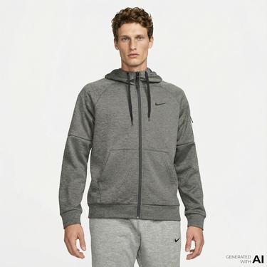  Nike Therma-Fit Full-Zip Erkek Gri Hoodie