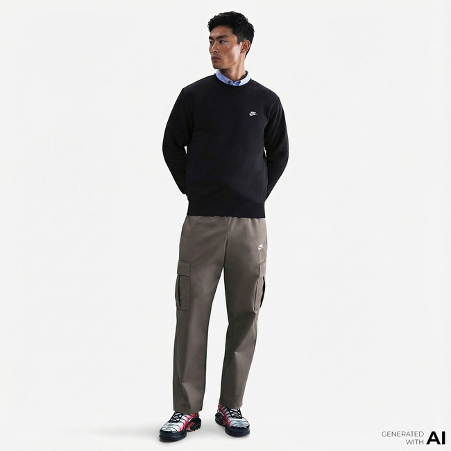  Nike Club Crew Erkek Siyah Sweatshirt