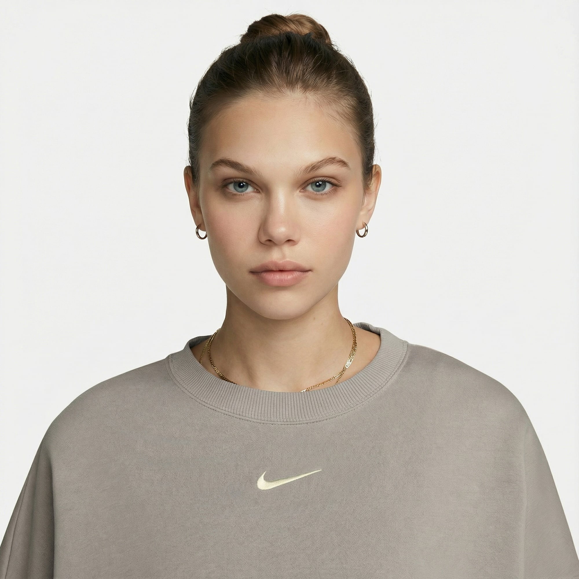 Nike Sportswear Phoenix Fleece Over size Crew Kadın Gri Sweatshirt