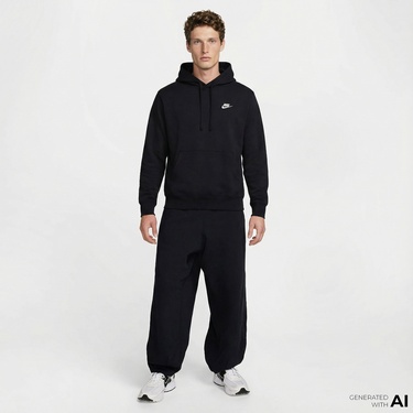  Nike Club Erkek Siyah Hoodie