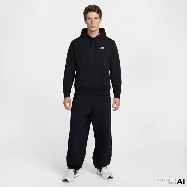  Nike Club Erkek Siyah Hoodie