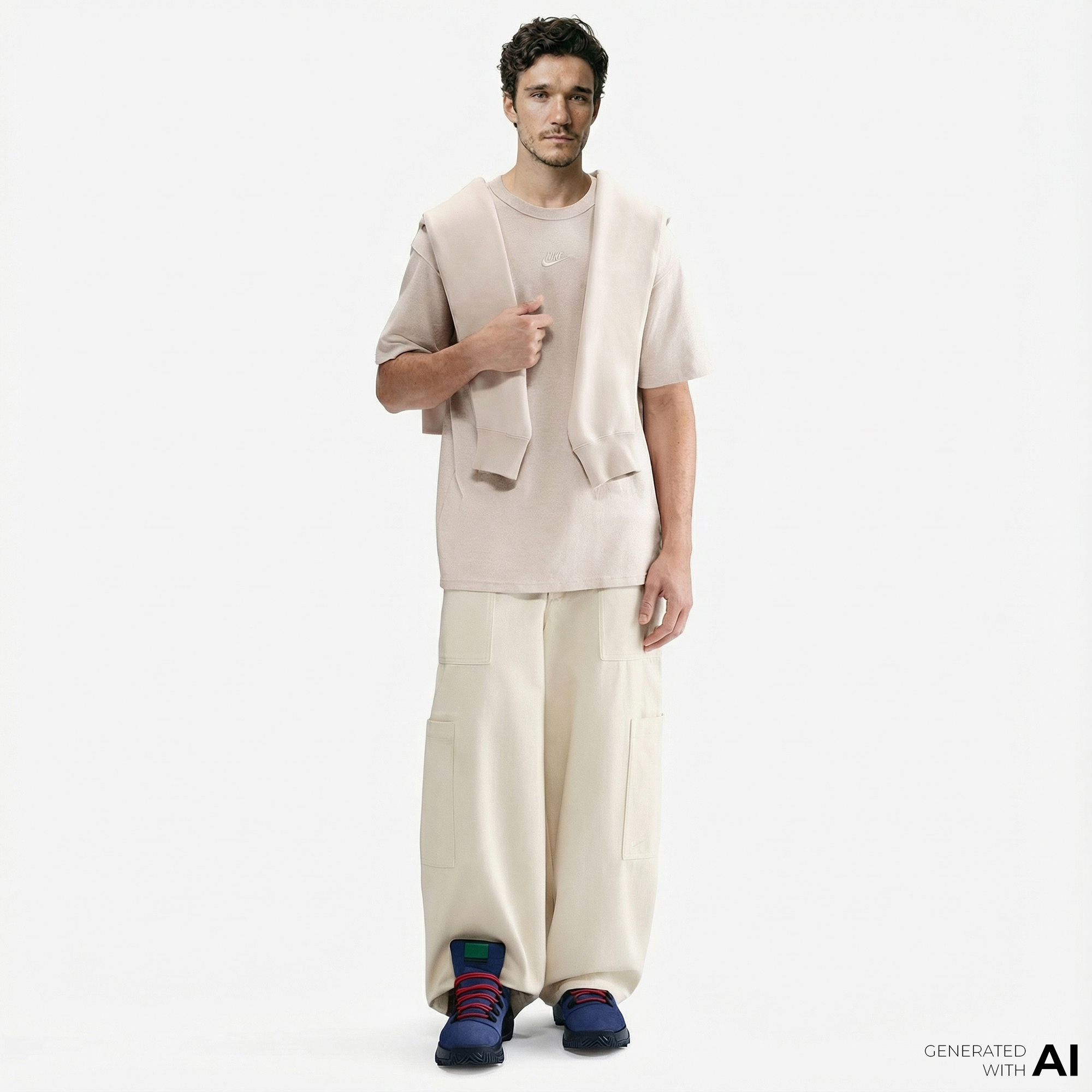  Nike Sportswear Premium Essentials Erkek Krem Rengi T-Shirt