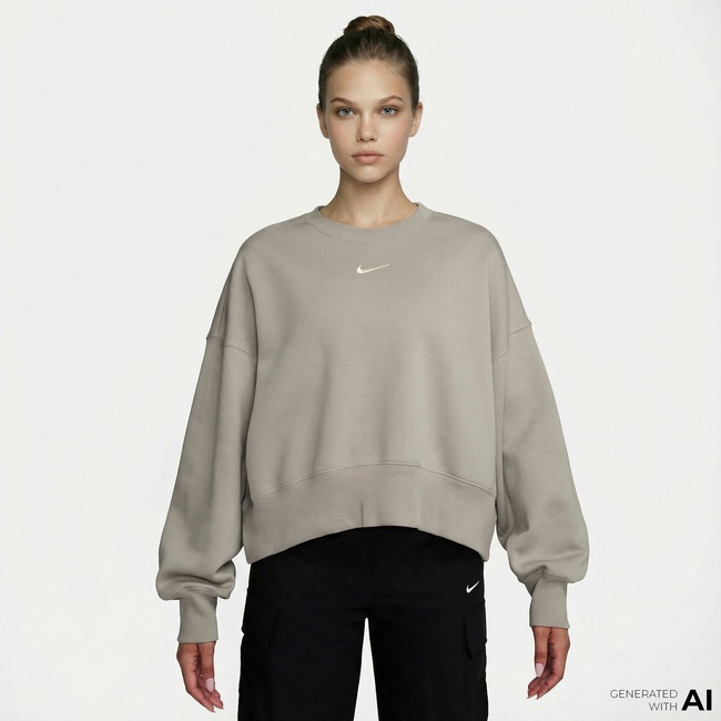  Nike Sportswear Phoenix Fleece Over size Crew Kadın Gri Sweatshirt
