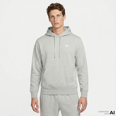  Nike Club Erkek Gri Hoodie