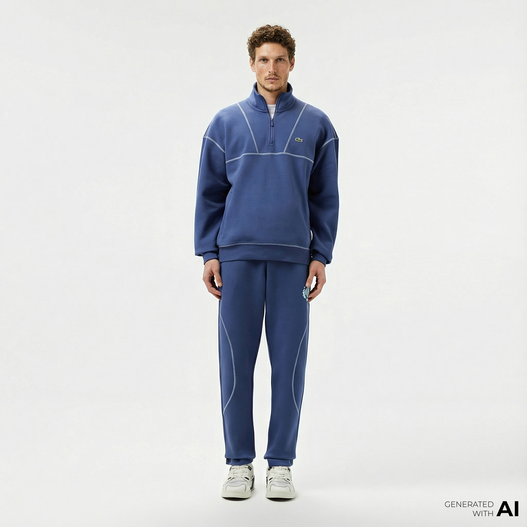  Lacoste Erkek Tapered Fit Baskılı Mavi Eşofman Altı