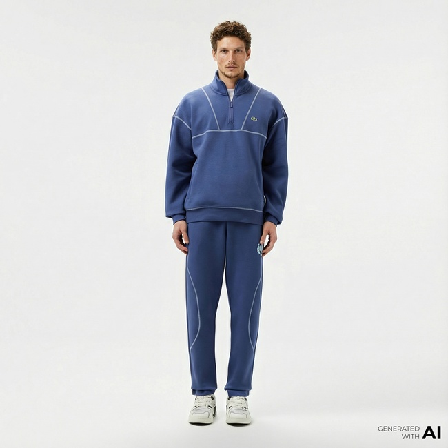  Lacoste Erkek Tapered Fit Baskılı Mavi Eşofman Altı