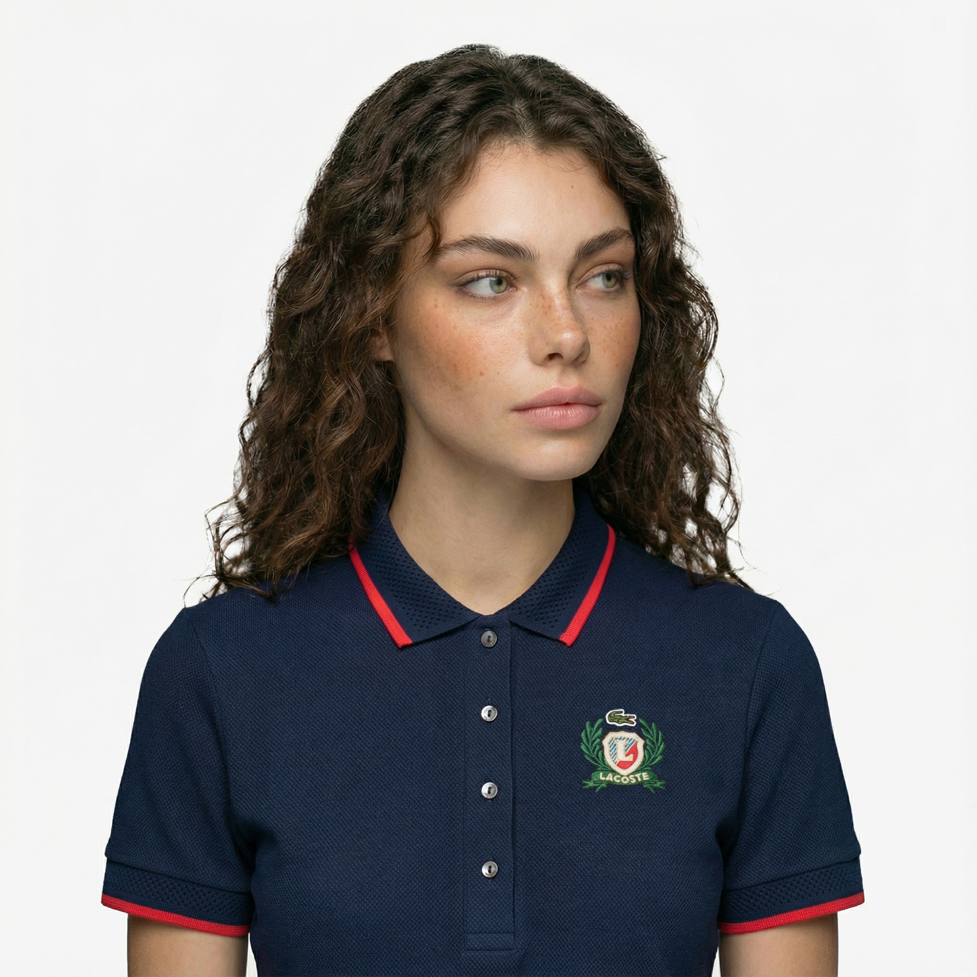 Lacoste Kadın Slim Fit Kısa Kollu Polo Yaka Renk Bloklu Lacivert Elbise