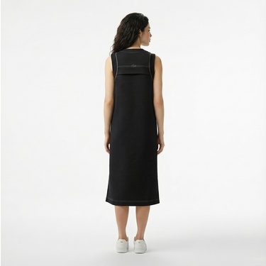  Lacoste Kadın Relaxed Fit Kolsuz Bisiklet Yaka Siyah Elbise