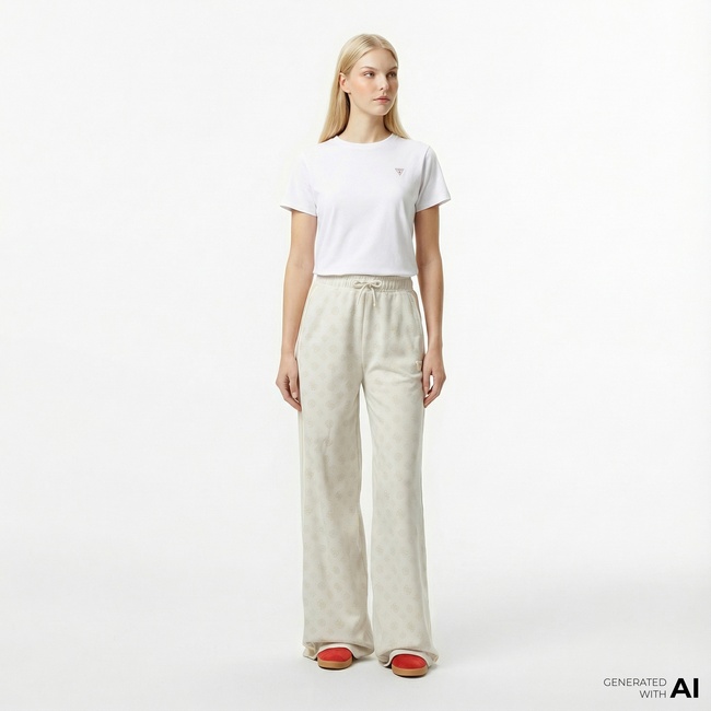  Guess Peony Palazzo Fit Kadın Beyaz Eşofman Altı