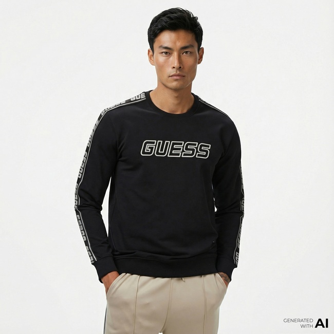  Guess Arlo Erkek Siyah Sweatshirt