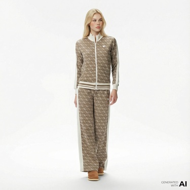  Guess Rhombus Regular Fit Kadın Bej Eşofman Altı