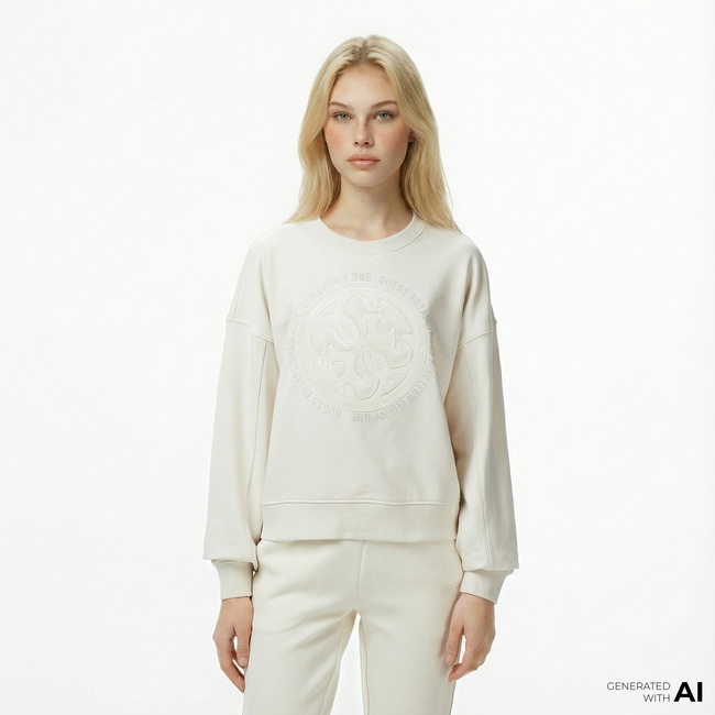  Guess Hotfix Kadın Krem Rengi Sweatshirt