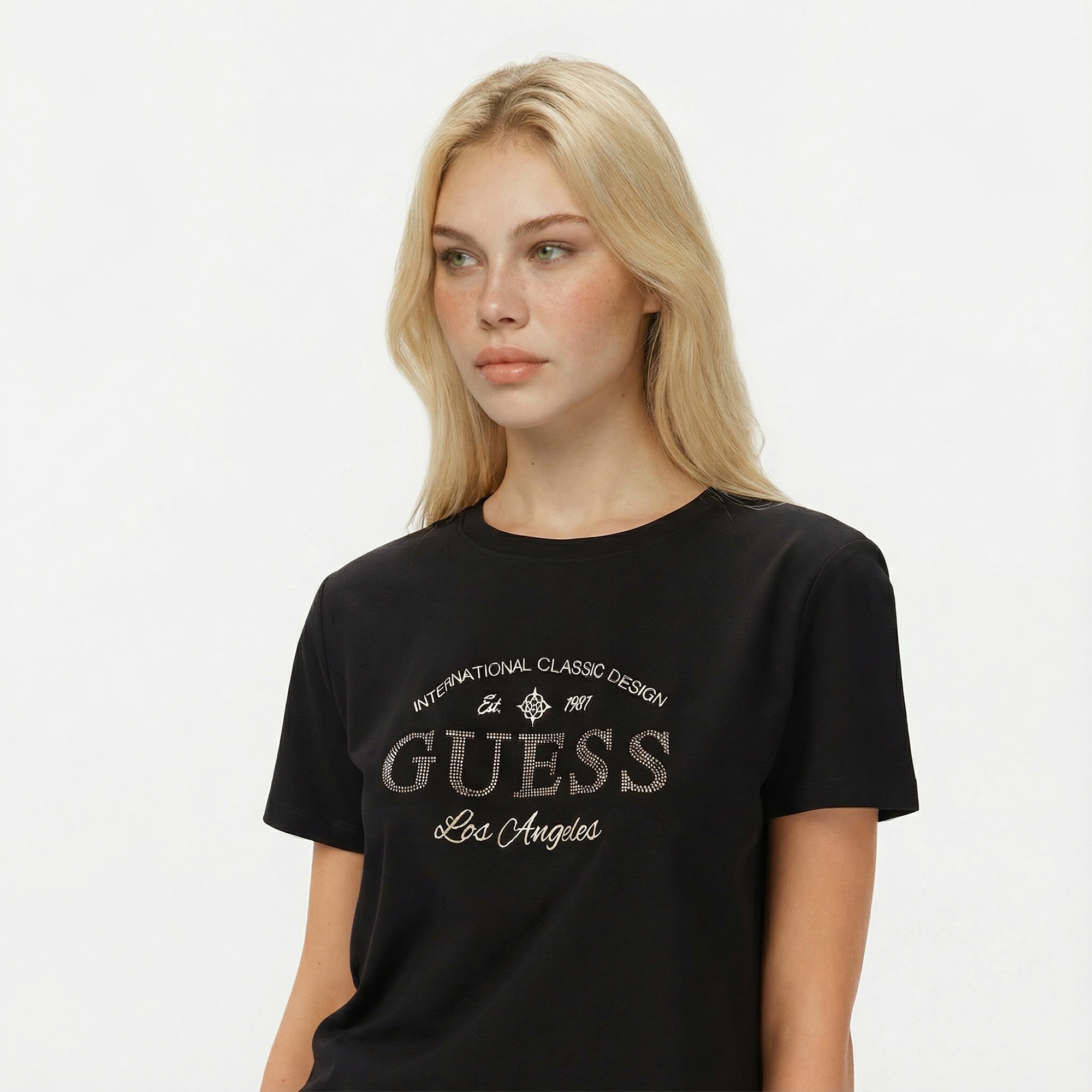 Guess Marina Slim Fit Kadın Siyah T-Shirt