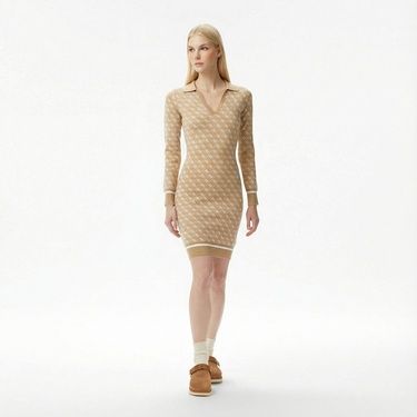  Guess Aubrey Yün Karışımlı Kadın Bej Elbise