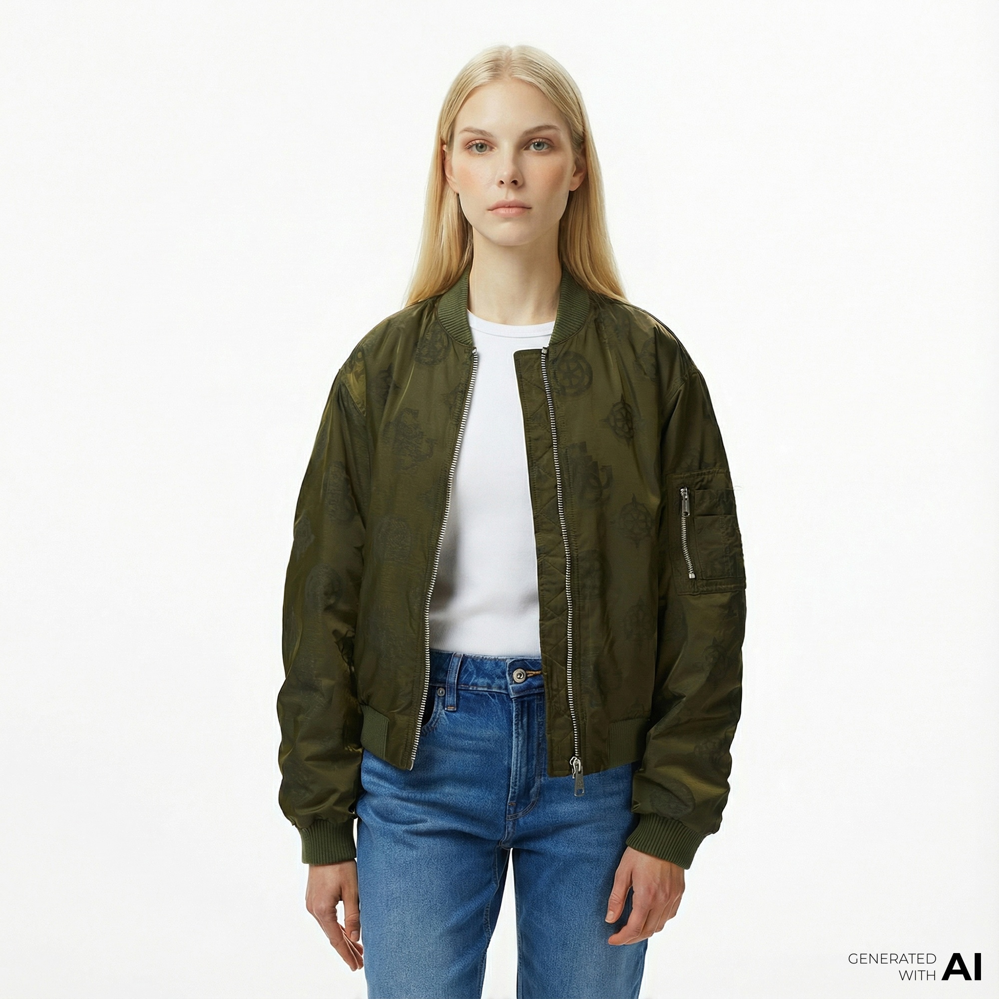 Guess Philomene Bomber Kadın Yeşil Ceket