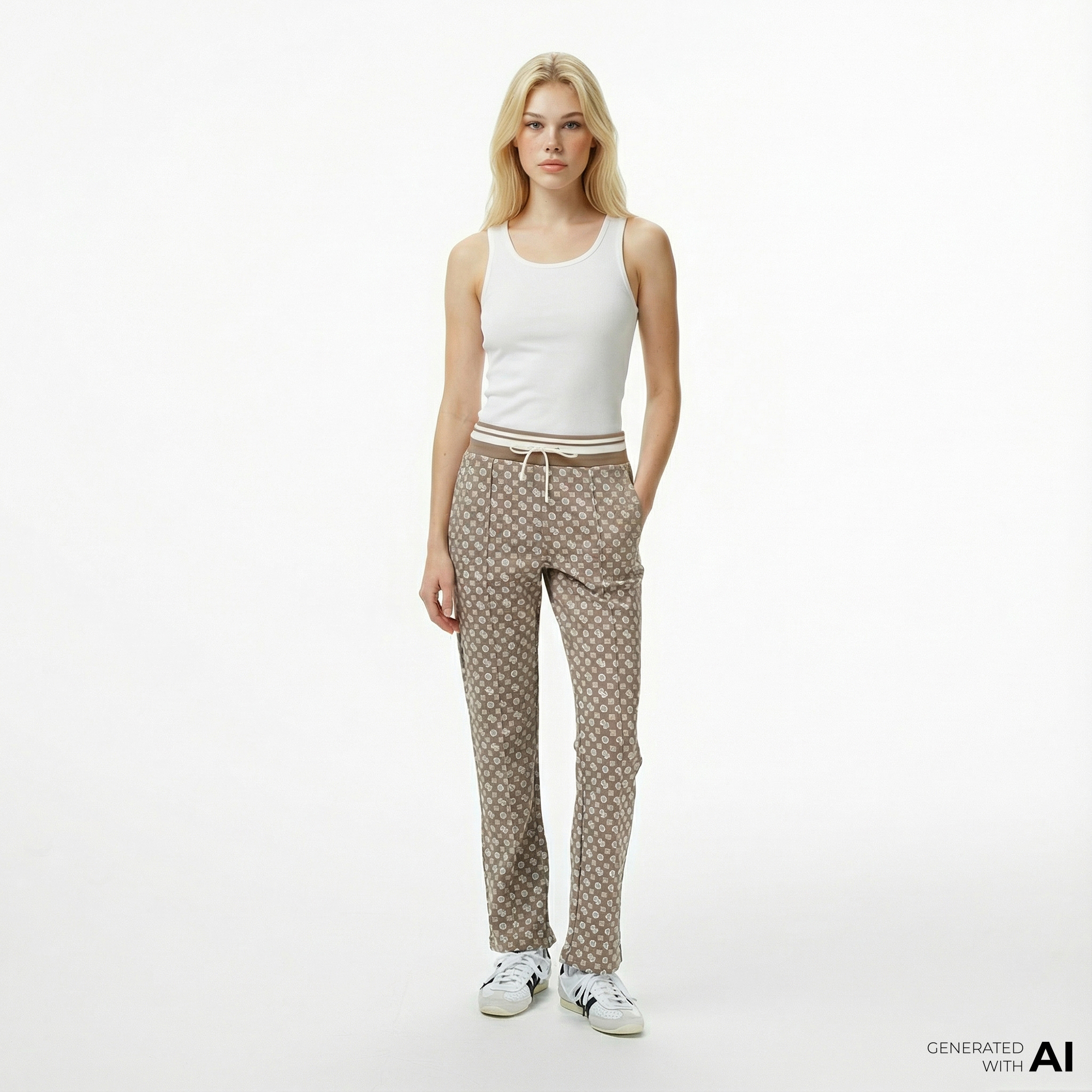  Guess Aggie Scuba Kadın Bej Eşofman Altı