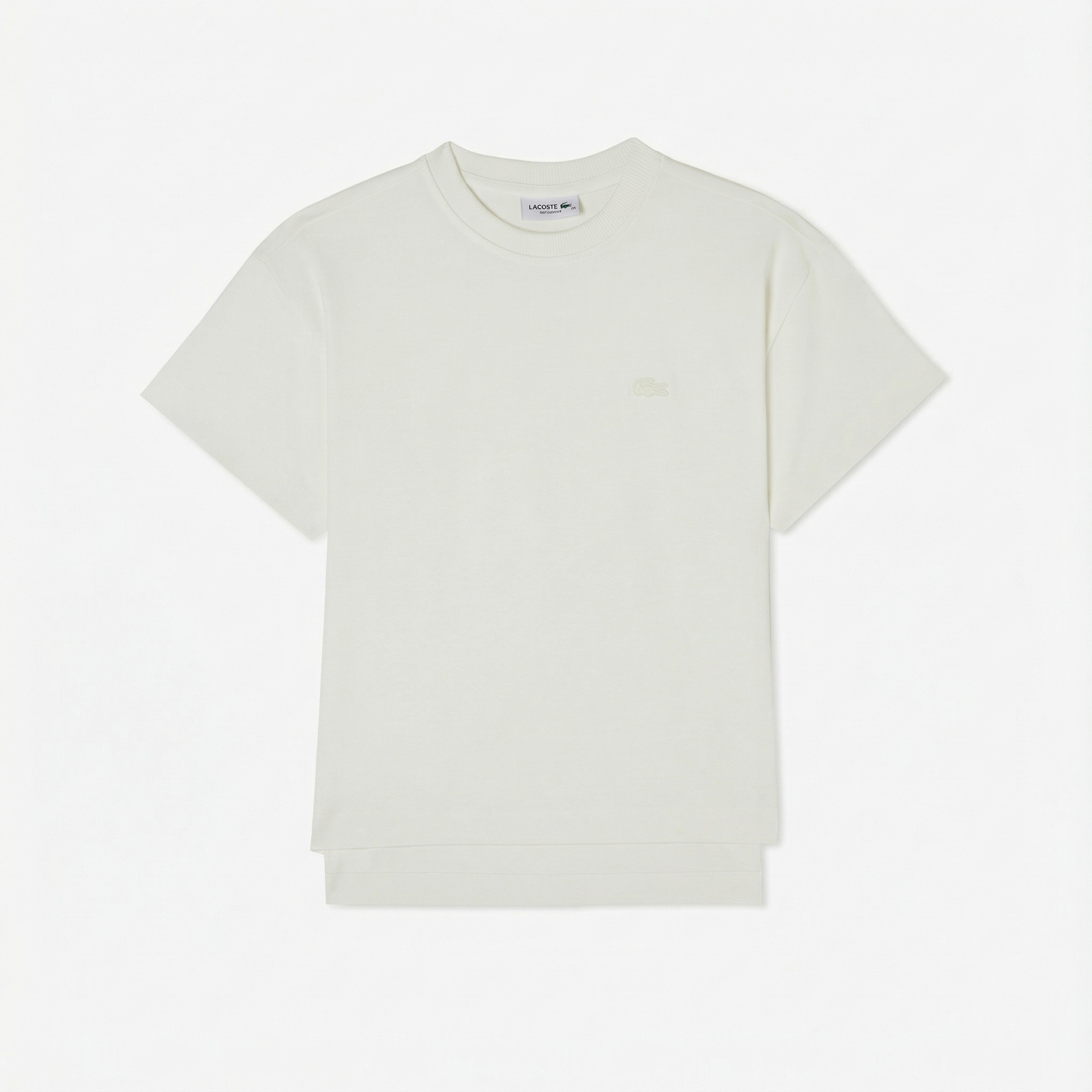 Lacoste Kadın Loose Fit Bisiklet Yaka Beyaz T-Shirt