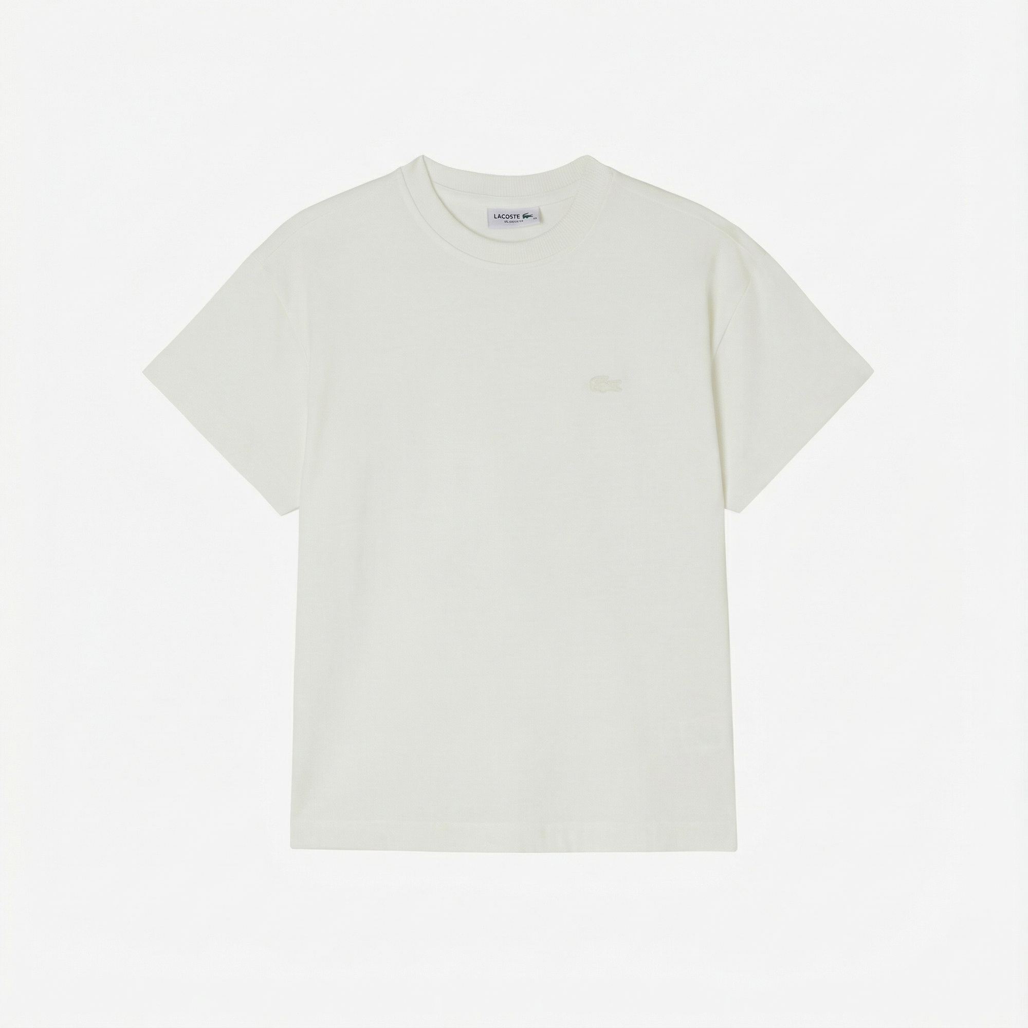 Lacoste Kadın Loose Fit Bisiklet Yaka Beyaz T-Shirt