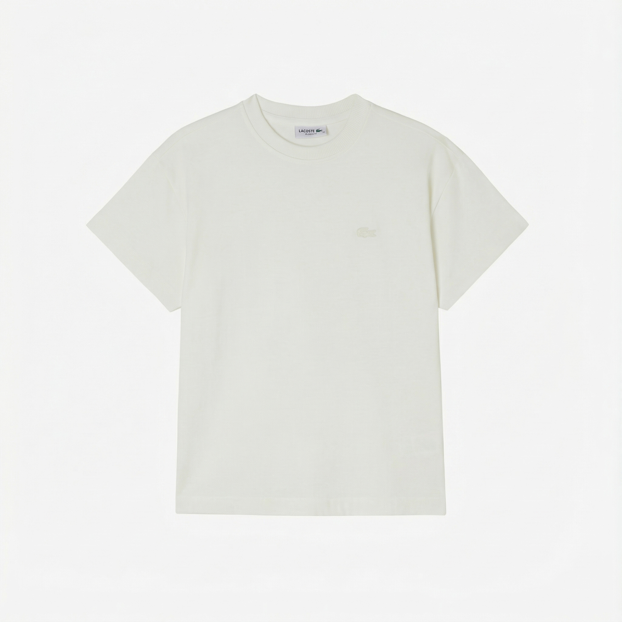  Lacoste Kadın Loose Fit Bisiklet Yaka Beyaz T-Shirt