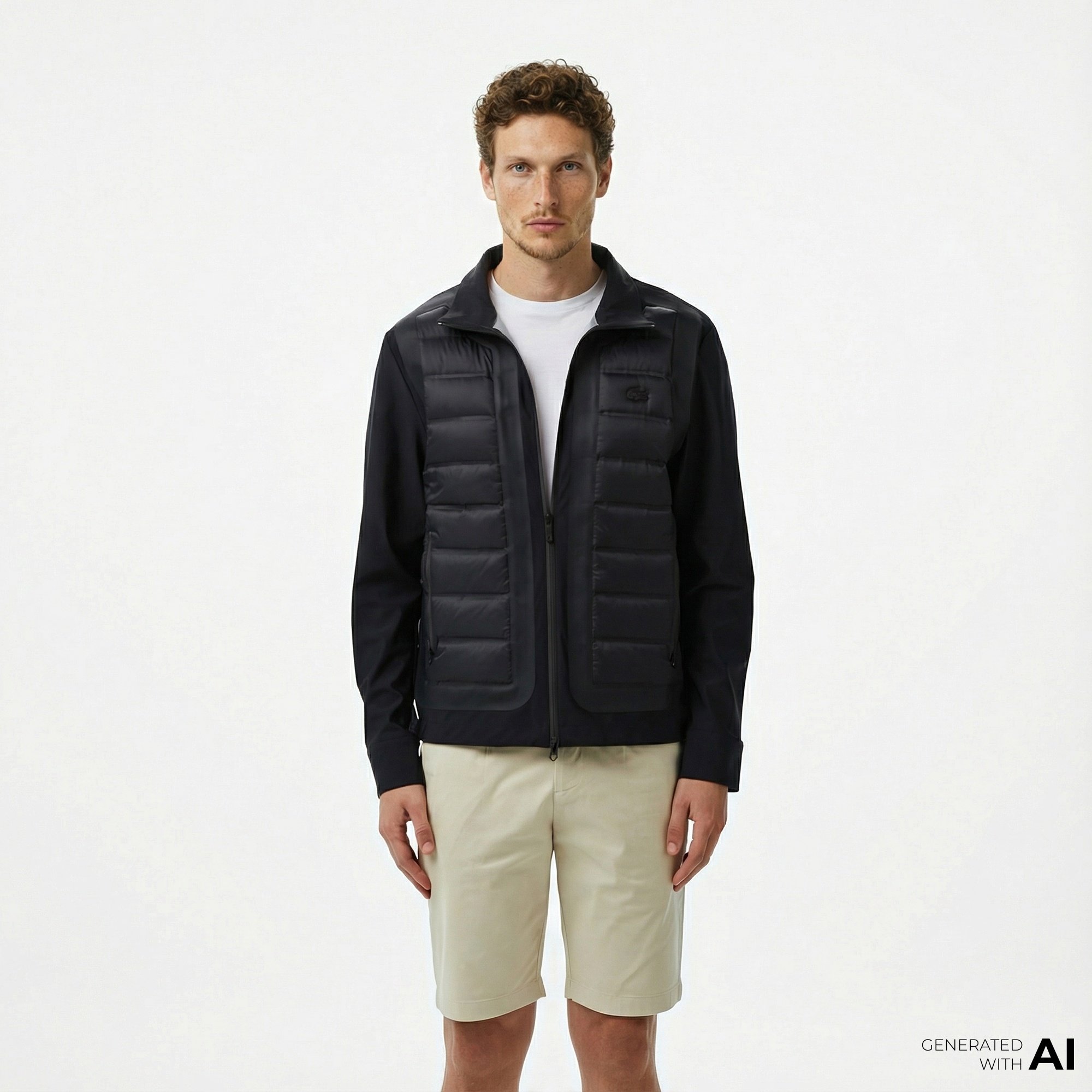 Lacoste Erkek Dik Yaka Kapitone Siyah Mont