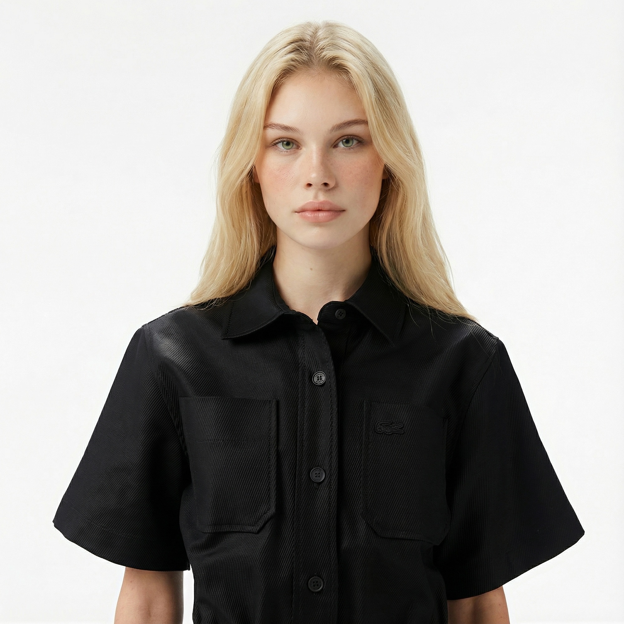 Lacoste Kadın Classic Fit Kısa Kollu Siyah Elbise