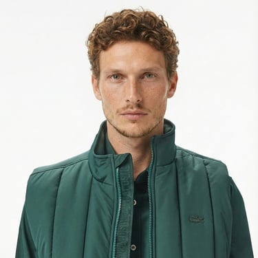  Lacoste Erkek Dik Yaka Koyu Yeşil Yelek