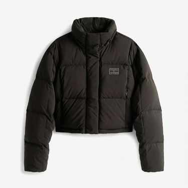  Tommy Jeans Alaska Crop Kadın Puffer Siyah Mont