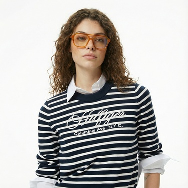  Tommy Hilfiger Graphic Kadın Mavi Kazak