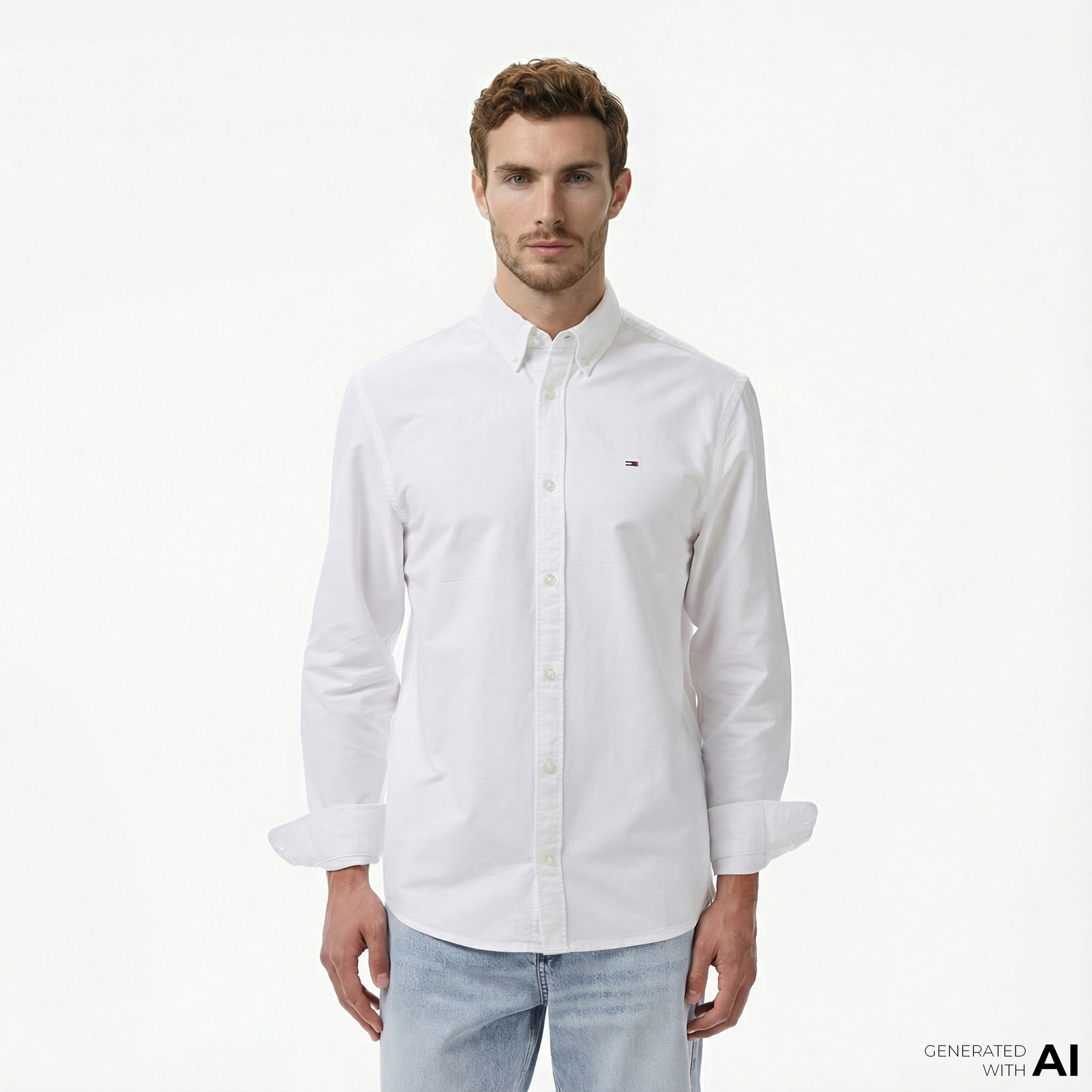  Tommy Hilfiger Oxford Erkek Beyaz Gömlek