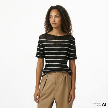  Tommy Hilfiger Textured Rayon Open Kadın Siyah Kazak