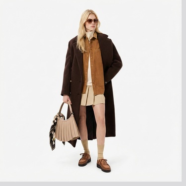  Lacoste Kadın Oversize Fit Kahverengi Gömlek