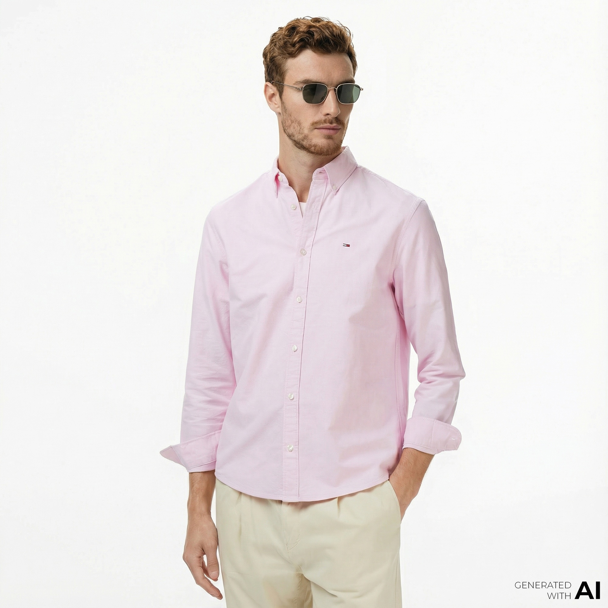Tommy Jeans Regular Oxford Erkek Pembe Gömlek
