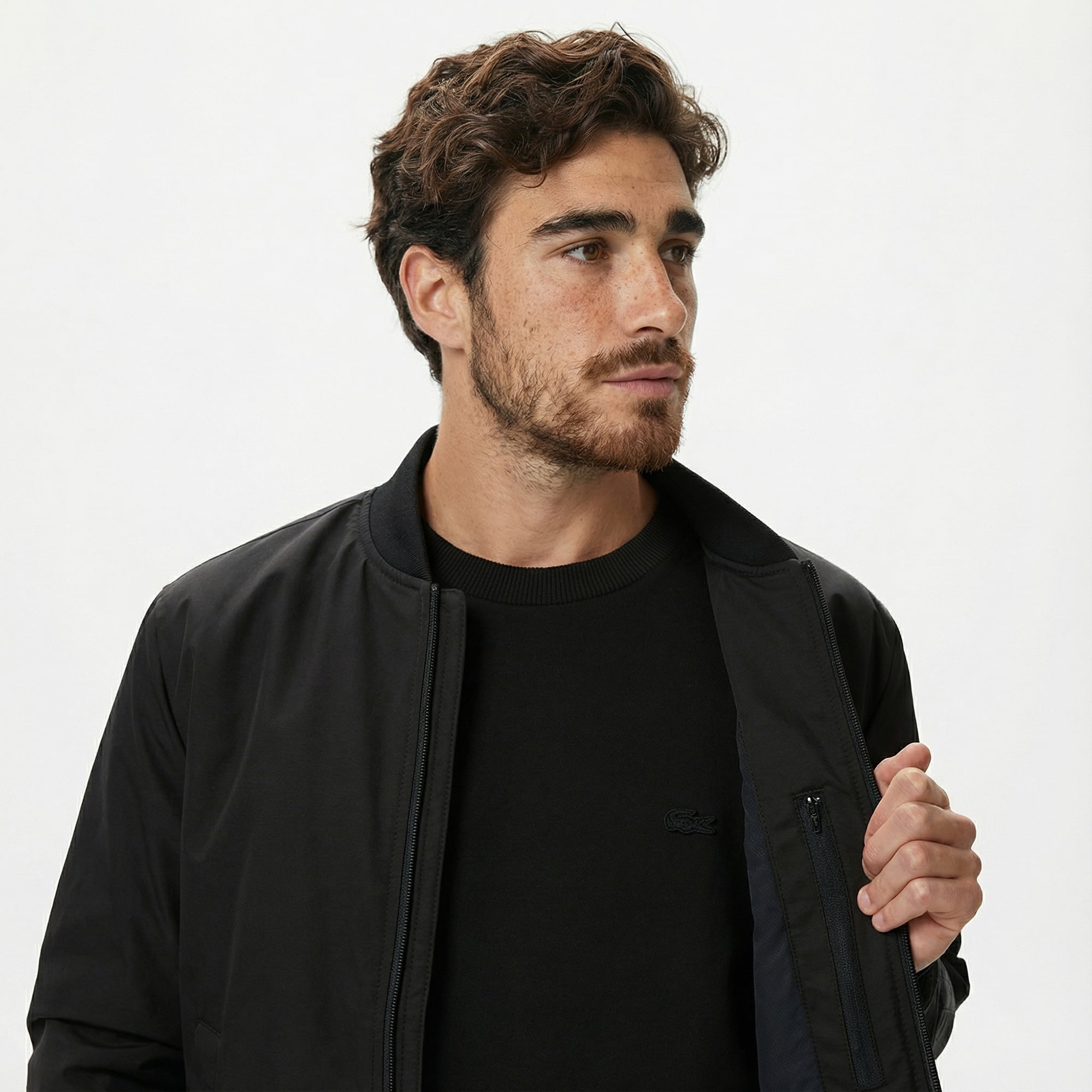 Lacoste Erkek Dik Yaka Siyah Bomber Ceket