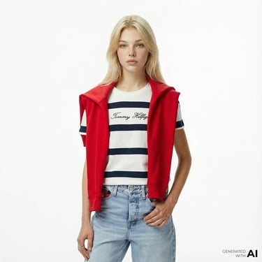  Tommy Hilfiger Script Regular Kadın Mavi T-Shirt