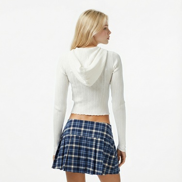  Tommy Jeans Essential Cardi Kadın Fermuarlı Beyaz Hırka