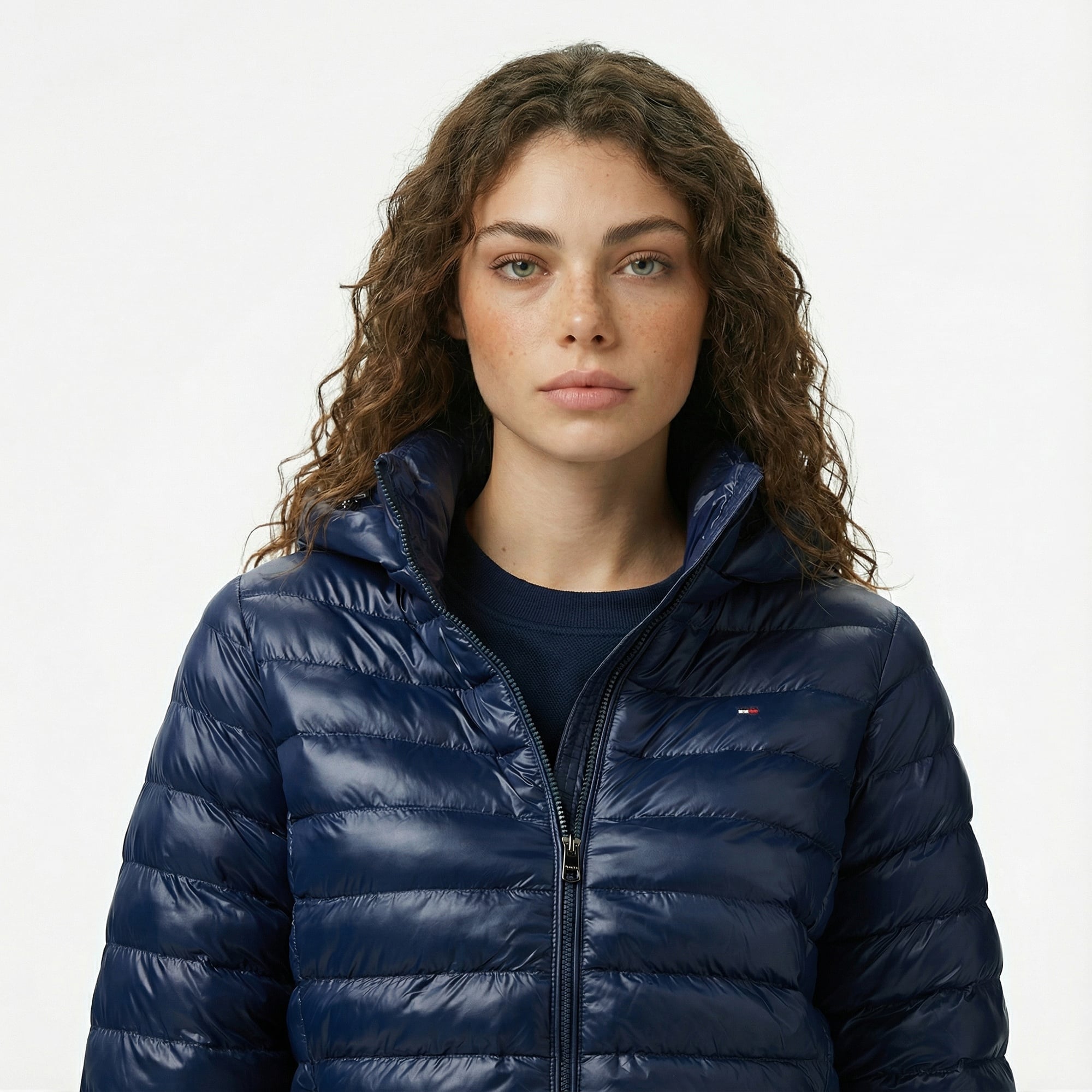 Tommy Hilfiger Padded Slim Kadın Puffer Lacivert Mont