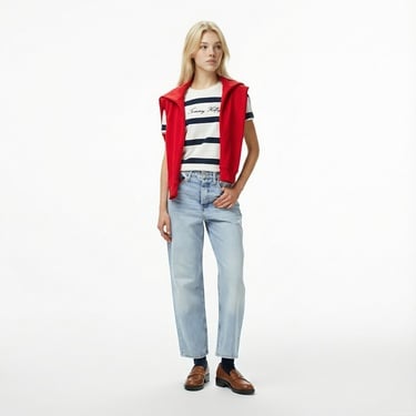  Tommy Hilfiger Script Regular Kadın Mavi T-Shirt