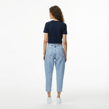  Tommy Hilfiger Mom Kadın Tapered Mavi Jean Pantolon