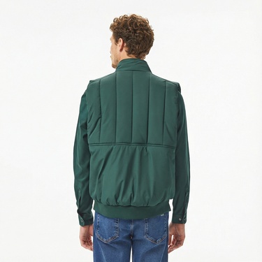  Lacoste Erkek Dik Yaka Koyu Yeşil Yelek