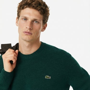  Lacoste Erkek Classic Fit Bisiklet Yaka Koyu Yeşil Kazak