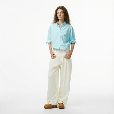  Tommy Jeans Oversize Badge Oxford Kadın Mavi Gömlek