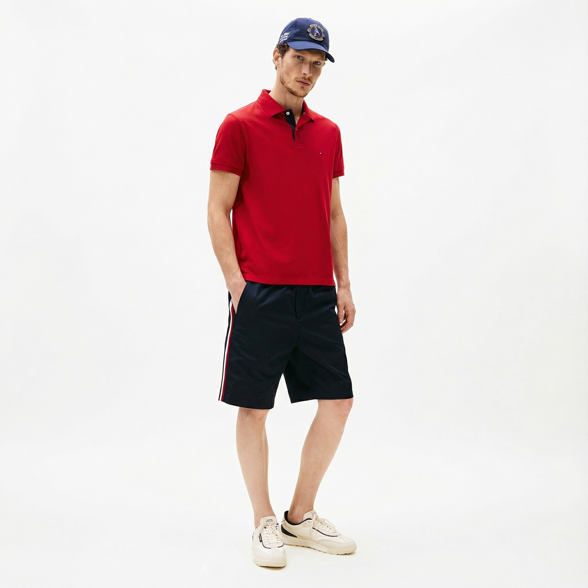 Tommy Hilfiger Contrast Collar Erkek Kırmızı Polo Yaka T-Shirt