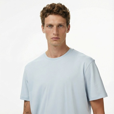  Calvin Klein Supima Chest Crewneck Erkek Mavi T-Shirt