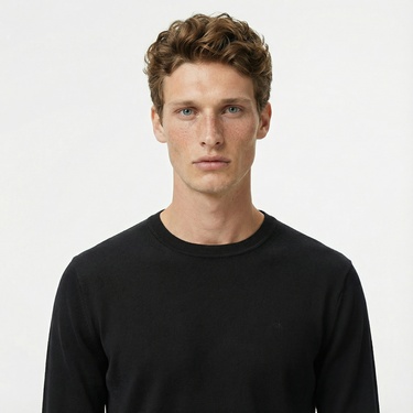  Calvin Klein Supima Cotton Crew Erkek Siyah Triko